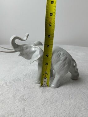 Vintage Royal Dux Elephant Figurine Porcelain White Glaze Czech 9”